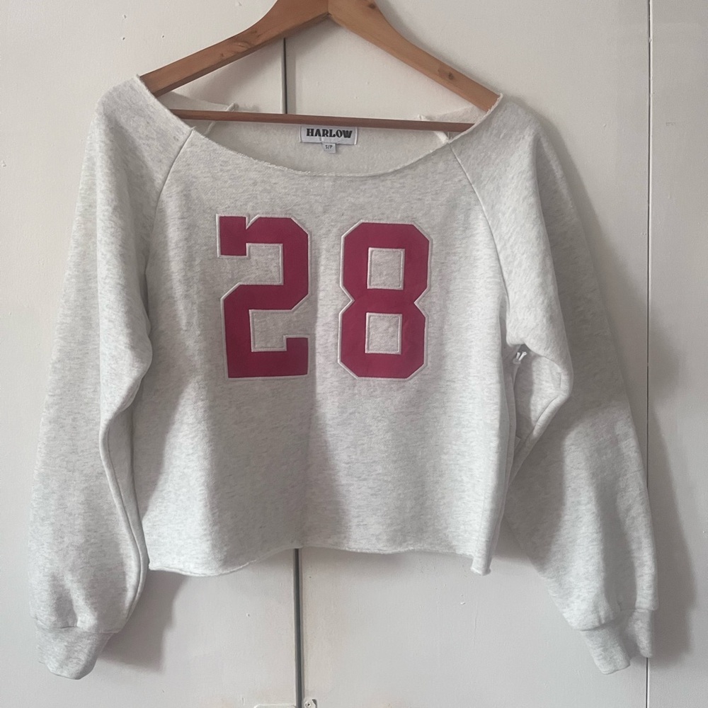 Harlow Light Gray Sweatshirt with Pink 28
